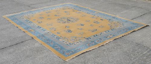 ART DECO CHINESE YELLOW AND BLUE CARPET 12' X 9' CIRCA 1920 371 X 274 CM RUG - ADDITIONAL PHOTO 12