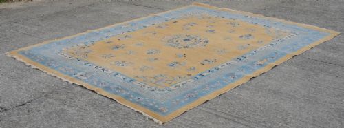ART DECO CHINESE YELLOW AND BLUE CARPET 12' X 9' CIRCA 1920 371 X 274 CM RUG - ADDITIONAL PHOTO 13