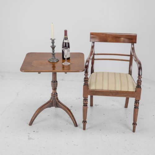GEORGIAN MAHOGANY TRIPOD TILTTOP SIDE TABLE LATE 18TH CENTURY RECTANGULAR WINE OCCASIONAL - ADDITIONAL PHOTO 1