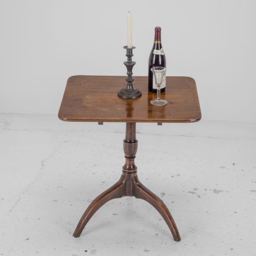 GEORGIAN MAHOGANY TRIPOD TILTTOP SIDE TABLE LATE 18TH CENTURY RECTANGULAR WINE OCCASIONAL - ADDITIONAL PHOTO 2