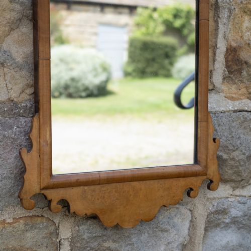 GEORGE II STYLE LATE 19TH CENTURY BURR WALNUT FRETWORK PIERGLASS SMALL WALL MIRROR - ADDITIONAL PHOTO 3