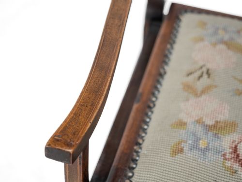 MAHOGANY INLAID TAPESTRY SEAT PIANO MUSIC STORAGE STOOL EDWARDIAN EARLY 20TH CENTURY - ADDITIONAL PHOTO 10