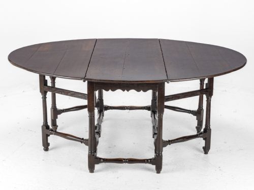 LARGE DOUBLE GATELEG OAK COUNTRY DINING TABLE EARLY 18TH CENTURY 8 SEATER OVAL DROPLEAF GEORGIAN QUEEN ANNE GEORGE I - ADDITIONAL PHOTO 3
