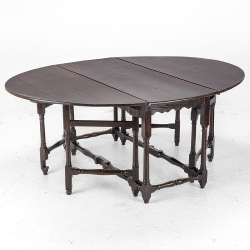LARGE DOUBLE GATELEG OAK COUNTRY DINING TABLE EARLY 18TH CENTURY 8 SEATER OVAL DROPLEAF GEORGIAN QUEEN ANNE GEORGE I - ADDITIONAL PHOTO 9