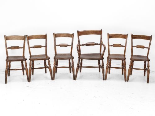 LATE 19TH CENTURY SET OF 6 ELM ASH BEECH WINDSOR FARMHOUSE KITCHEN DINING CHAIRS CARVER VICTORIAN COUNTRY - ADDITIONAL PHOTO 1