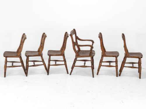 LATE 19TH CENTURY SET OF 6 ELM ASH BEECH WINDSOR FARMHOUSE KITCHEN DINING CHAIRS CARVER VICTORIAN COUNTRY - ADDITIONAL PHOTO 2