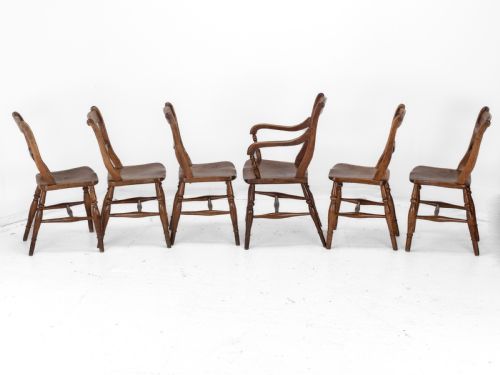 LATE 19TH CENTURY SET OF 6 ELM ASH BEECH WINDSOR FARMHOUSE KITCHEN DINING CHAIRS CARVER VICTORIAN COUNTRY - ADDITIONAL PHOTO 4