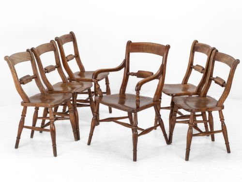 LATE 19TH CENTURY SET OF 6 ELM ASH BEECH WINDSOR FARMHOUSE KITCHEN DINING CHAIRS CARVER VICTORIAN COUNTRY - ADDITIONAL PHOTO 5