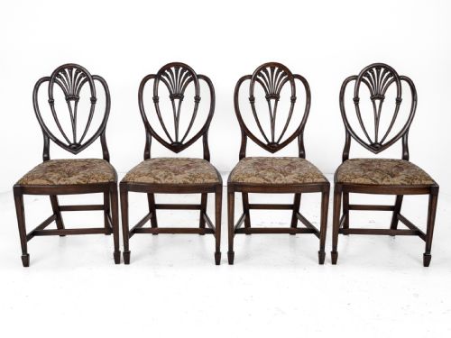 HEPPLEWHITE STYLE SET OF 6 MAHOGANY DINING CHAIRS AND CARVER ARMCHAIR TAPESTRY UPHOLSTERY LATE 19TH CENTURY VICTORIAN - ADDITIONAL PHOTO 2