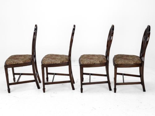 HEPPLEWHITE STYLE SET OF 6 MAHOGANY DINING CHAIRS AND CARVER ARMCHAIR TAPESTRY UPHOLSTERY LATE 19TH CENTURY VICTORIAN - ADDITIONAL PHOTO 3