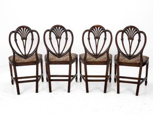 HEPPLEWHITE STYLE SET OF 6 MAHOGANY DINING CHAIRS AND CARVER ARMCHAIR TAPESTRY UPHOLSTERY LATE 19TH CENTURY VICTORIAN - ADDITIONAL PHOTO 4