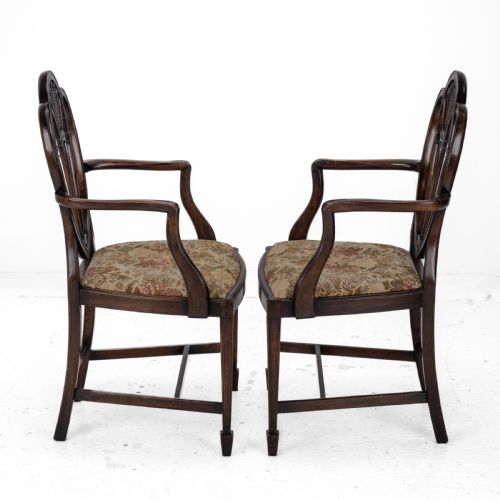 HEPPLEWHITE STYLE SET OF 6 MAHOGANY DINING CHAIRS AND CARVER ARMCHAIR TAPESTRY UPHOLSTERY LATE 19TH CENTURY VICTORIAN - ADDITIONAL PHOTO 6