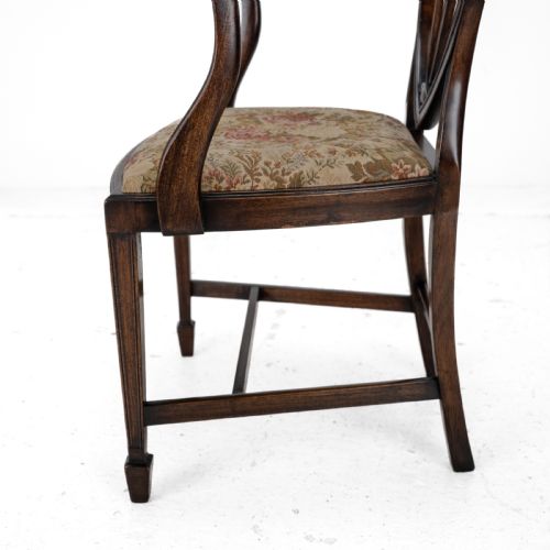 HEPPLEWHITE STYLE SET OF 6 MAHOGANY DINING CHAIRS AND CARVER ARMCHAIR TAPESTRY UPHOLSTERY LATE 19TH CENTURY VICTORIAN - ADDITIONAL PHOTO 18