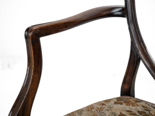 HEPPLEWHITE STYLE SET OF 6 MAHOGANY DINING CHAIRS AND CARVER ARMCHAIR TAPESTRY UPHOLSTERY LATE 19TH CENTURY VICTORIAN - ADDITIONAL PHOTO 19