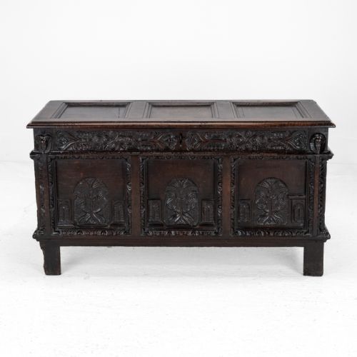 ELIZABETHAN LATE 16TH CENTURY HEAVILY CARVED OAK COFFER CIRCA 1590 TUDOR CHEST KIST TRUNK - ADDITIONAL PHOTO 1