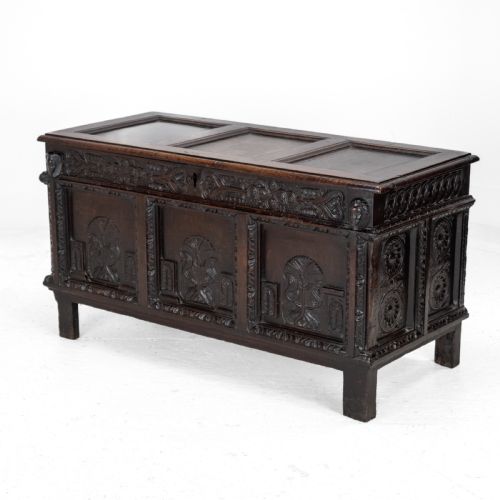 ELIZABETHAN LATE 16TH CENTURY HEAVILY CARVED OAK COFFER CIRCA 1590 TUDOR CHEST KIST TRUNK - ADDITIONAL PHOTO 2