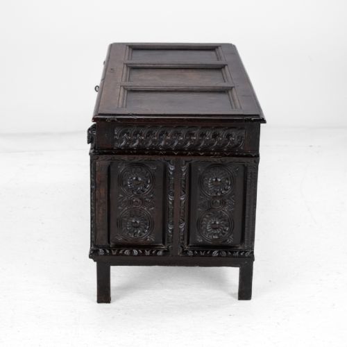 ELIZABETHAN LATE 16TH CENTURY HEAVILY CARVED OAK COFFER CIRCA 1590 TUDOR CHEST KIST TRUNK - ADDITIONAL PHOTO 3