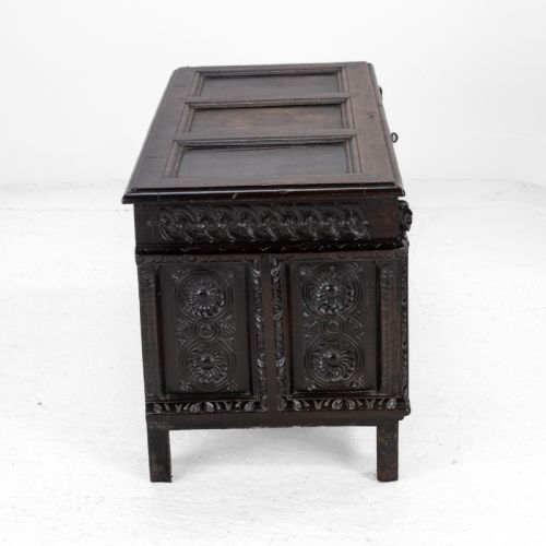 ELIZABETHAN LATE 16TH CENTURY HEAVILY CARVED OAK COFFER CIRCA 1590 TUDOR CHEST KIST TRUNK - ADDITIONAL PHOTO 5