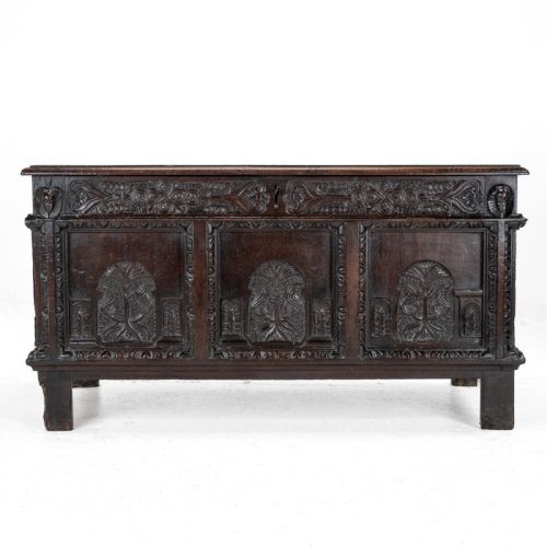 ELIZABETHAN LATE 16TH CENTURY HEAVILY CARVED OAK COFFER CIRCA 1590 TUDOR CHEST KIST TRUNK - ADDITIONAL PHOTO 9