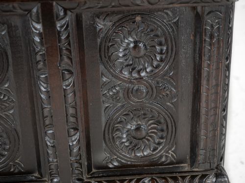 ELIZABETHAN LATE 16TH CENTURY HEAVILY CARVED OAK COFFER CIRCA 1590 TUDOR CHEST KIST TRUNK - ADDITIONAL PHOTO 13