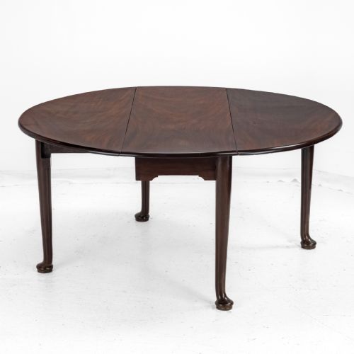 LARGE GEORGE II CUBAN MAHOGANY GATELEG DROPLEAF OVAL DINING TABLE C1730 GEORGIAN 18TH CENTURY PAD FEET - ADDITIONAL PHOTO 7