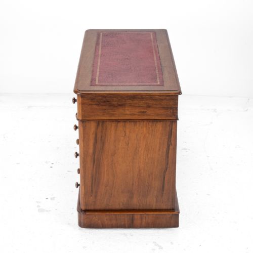 VICTORIAN MAHOGANY PEDESTAL DESK WITH LEATHER GILT SKIVER CIRCA 1880 LATE 19TH CENTURY - ADDITIONAL PHOTO 3