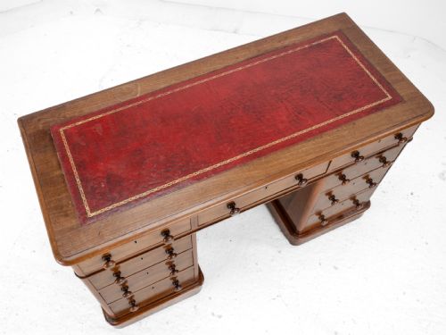 VICTORIAN MAHOGANY PEDESTAL DESK WITH LEATHER GILT SKIVER CIRCA 1880 LATE 19TH CENTURY - ADDITIONAL PHOTO 7