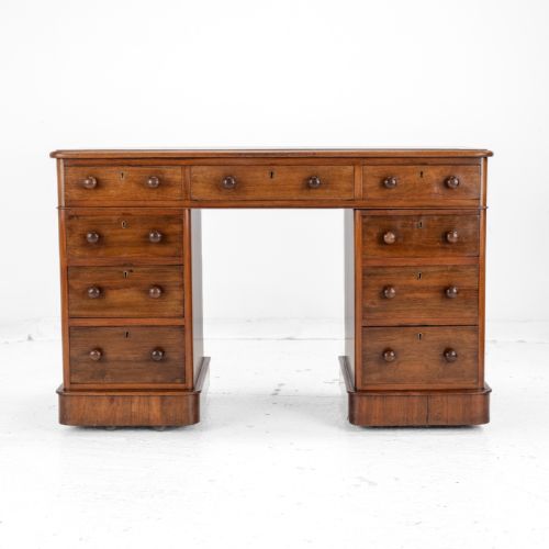 VICTORIAN MAHOGANY PEDESTAL DESK WITH LEATHER GILT SKIVER CIRCA 1880 LATE 19TH CENTURY - ADDITIONAL PHOTO 11