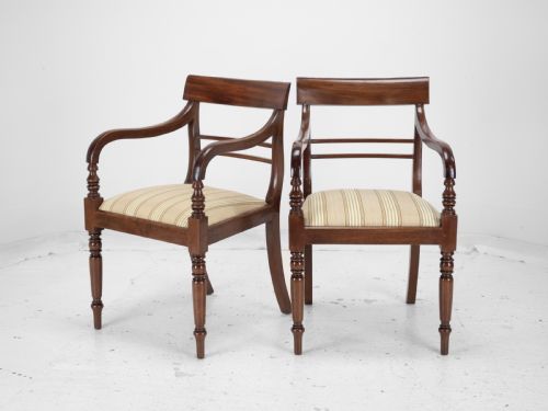 fig 1. Pair of Regency Mahogany Bar-Back Elbow Chairs (Carvers), circa 1820 (Georgian Dining Armchairs 19th Century)