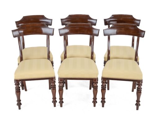 victorian set of six mahogany bar back dining chairs with upholstered seats circa 1870 19th century - CATEGORY: ANTIQUE CHAIRS - DATED VICTORIAN