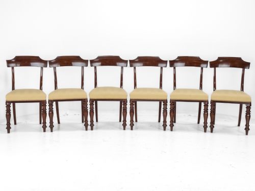 VICTORIAN SET OF SIX MAHOGANY BAR BACK DINING CHAIRS WITH UPHOLSTERED SEATS CIRCA 1870 19TH CENTURY - ADDITIONAL PHOTO 1