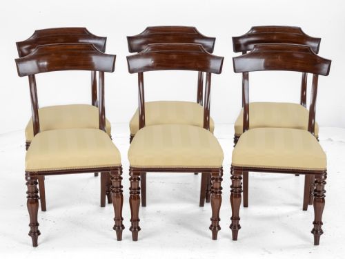 VICTORIAN SET OF SIX MAHOGANY BAR BACK DINING CHAIRS WITH UPHOLSTERED SEATS CIRCA 1870 19TH CENTURY - ADDITIONAL PHOTO 5