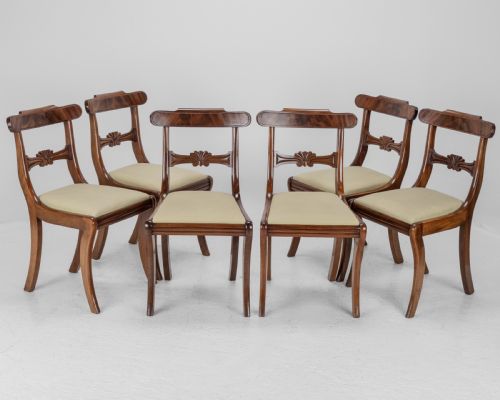SET OF SIX REGENCY MAHOGANY BAR BACK DINING CHAIRS WITH SABRE LEGS CIRCA 1820 GEORGE IIIIV - ADDITIONAL PHOTO 1