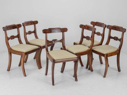 SET OF SIX REGENCY MAHOGANY BAR BACK DINING CHAIRS WITH SABRE LEGS CIRCA 1820 GEORGE IIIIV - ADDITIONAL PHOTO 2