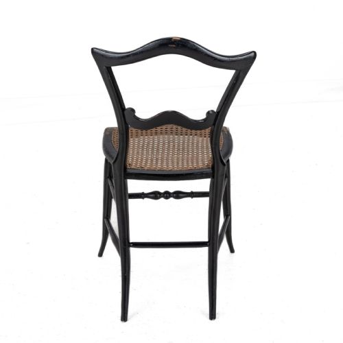 19TH CENTURY EBONISED CHINOISERIE CHAIR WITH CANEWORK SEAT MOTHEROFPEARL INLAY AND PARCEL GILT DECORATION - ADDITIONAL PHOTO 4