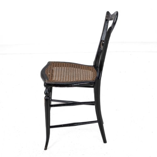 19TH CENTURY EBONISED CHINOISERIE CHAIR WITH CANEWORK SEAT MOTHEROFPEARL INLAY AND PARCEL GILT DECORATION - ADDITIONAL PHOTO 5
