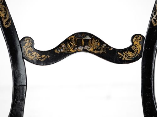 19TH CENTURY EBONISED CHINOISERIE CHAIR WITH CANEWORK SEAT MOTHEROFPEARL INLAY AND PARCEL GILT DECORATION - ADDITIONAL PHOTO 10