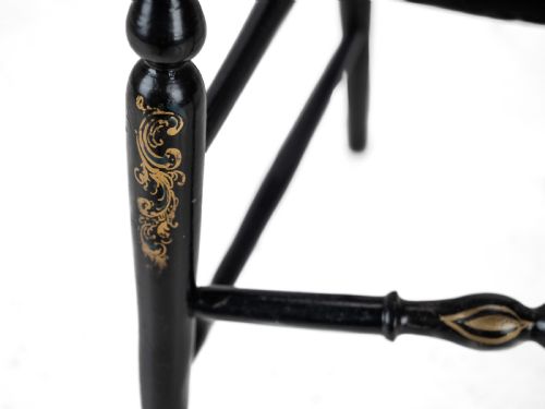19TH CENTURY EBONISED CHINOISERIE CHAIR WITH CANEWORK SEAT MOTHEROFPEARL INLAY AND PARCEL GILT DECORATION - ADDITIONAL PHOTO 11