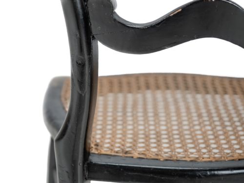 19TH CENTURY EBONISED CHINOISERIE CHAIR WITH CANEWORK SEAT MOTHEROFPEARL INLAY AND PARCEL GILT DECORATION - ADDITIONAL PHOTO 15