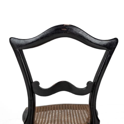 19TH CENTURY EBONISED CHINOISERIE CHAIR WITH CANEWORK SEAT MOTHEROFPEARL INLAY AND PARCEL GILT DECORATION - ADDITIONAL PHOTO 18