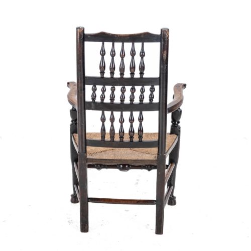 19TH CENTURY ELM ASH LANCASHIRE RUSH SEAT COUNTRY ELBOW CHAIR CARVER ARMCHAIR - ADDITIONAL PHOTO 3