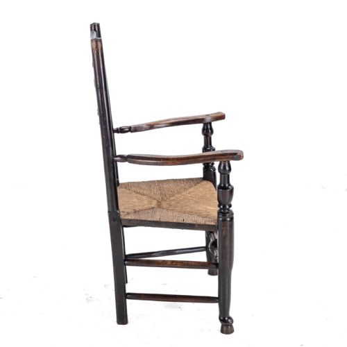 19TH CENTURY ELM ASH LANCASHIRE RUSH SEAT COUNTRY ELBOW CHAIR CARVER ARMCHAIR - ADDITIONAL PHOTO 4