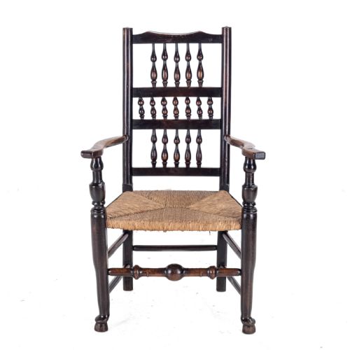19TH CENTURY ELM ASH LANCASHIRE RUSH SEAT COUNTRY ELBOW CHAIR CARVER ARMCHAIR - ADDITIONAL PHOTO 6