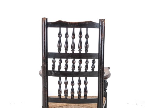 19TH CENTURY ELM ASH LANCASHIRE RUSH SEAT COUNTRY ELBOW CHAIR CARVER ARMCHAIR - ADDITIONAL PHOTO 10