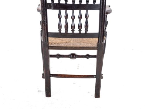 19TH CENTURY ELM ASH LANCASHIRE RUSH SEAT COUNTRY ELBOW CHAIR CARVER ARMCHAIR - ADDITIONAL PHOTO 11