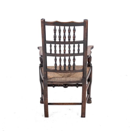 MID 19TH CENTURY ELM ASH LANCASHIRE RUSH SEAT COUNTRY ELBOW CHAIR CARVER ARMCHAIR VICTORIAN - ADDITIONAL PHOTO 3