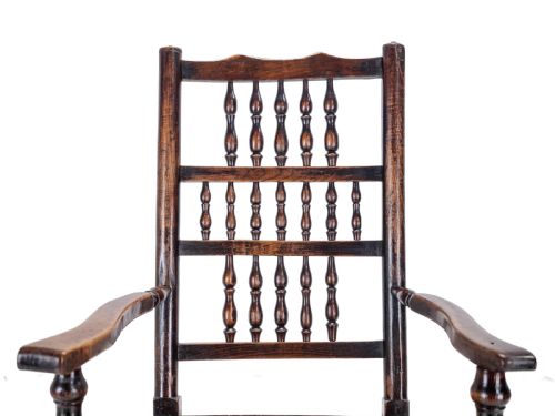 MID 19TH CENTURY ELM ASH LANCASHIRE RUSH SEAT COUNTRY ELBOW CHAIR CARVER ARMCHAIR VICTORIAN - ADDITIONAL PHOTO 9