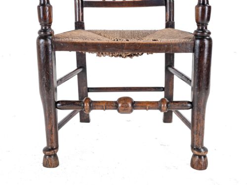 MID 19TH CENTURY ELM ASH LANCASHIRE RUSH SEAT COUNTRY ELBOW CHAIR CARVER ARMCHAIR VICTORIAN - ADDITIONAL PHOTO 10