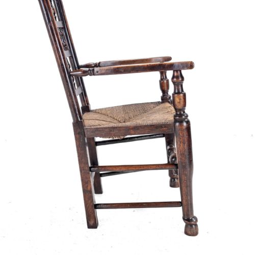 MID 19TH CENTURY ELM ASH LANCASHIRE RUSH SEAT COUNTRY ELBOW CHAIR CARVER ARMCHAIR VICTORIAN - ADDITIONAL PHOTO 14