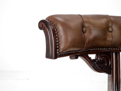 MID 19TH CENTURY MAHOGANY LEATHER UPHOLSTERED LIBRARY TUB ARMCHAIR VICTORIAN CAPTAINS CHAIR CIRCA 1850 COPE COLLINSON CASTORS - ADDITIONAL PHOTO 19